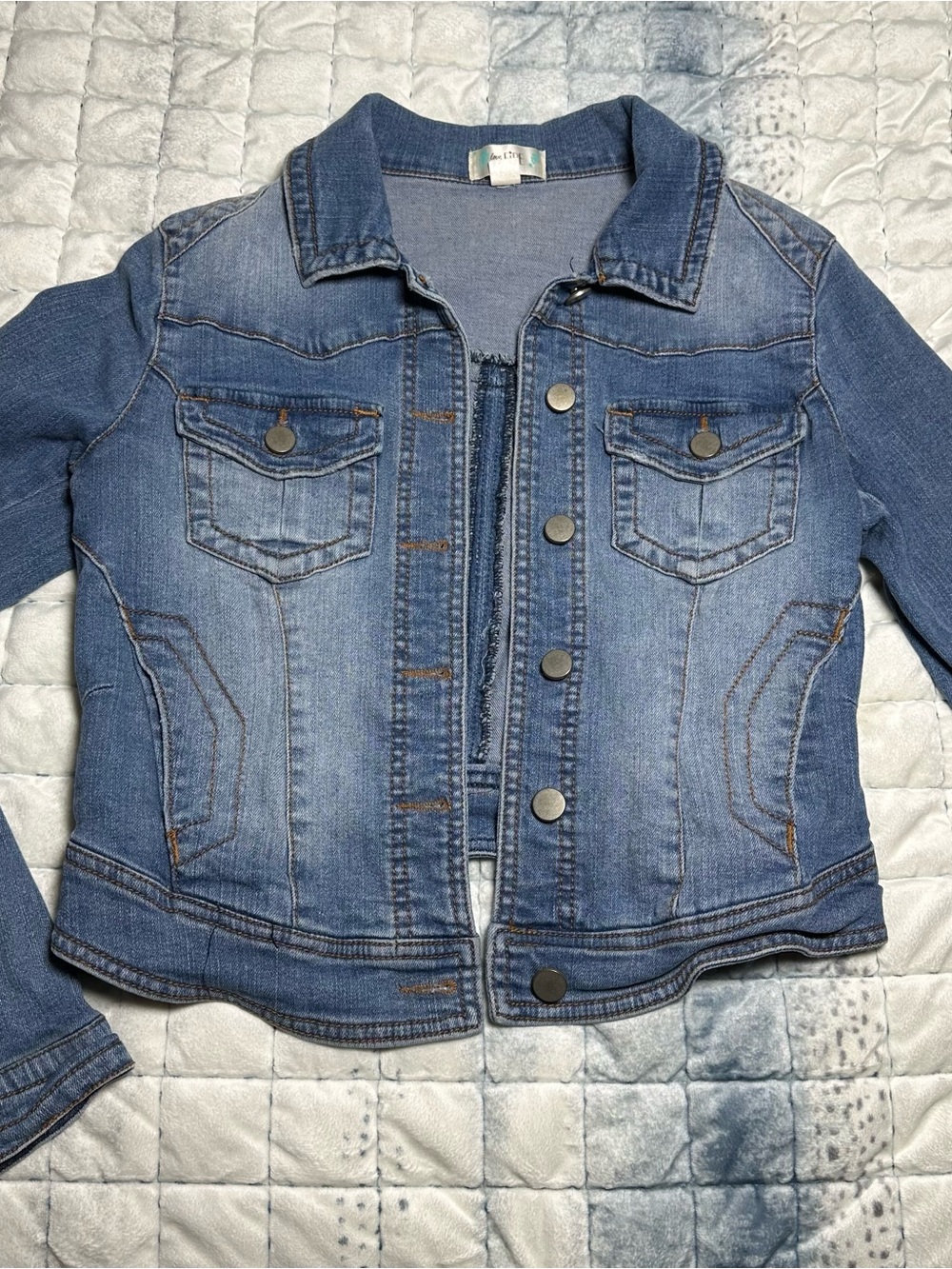 love, Fire Distressed Blue Denim Jacket